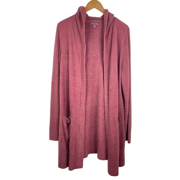 Barefoot Dreams Sweaters - Barefoot Dreams Maroon Long Hooded Cardigan Soft XL